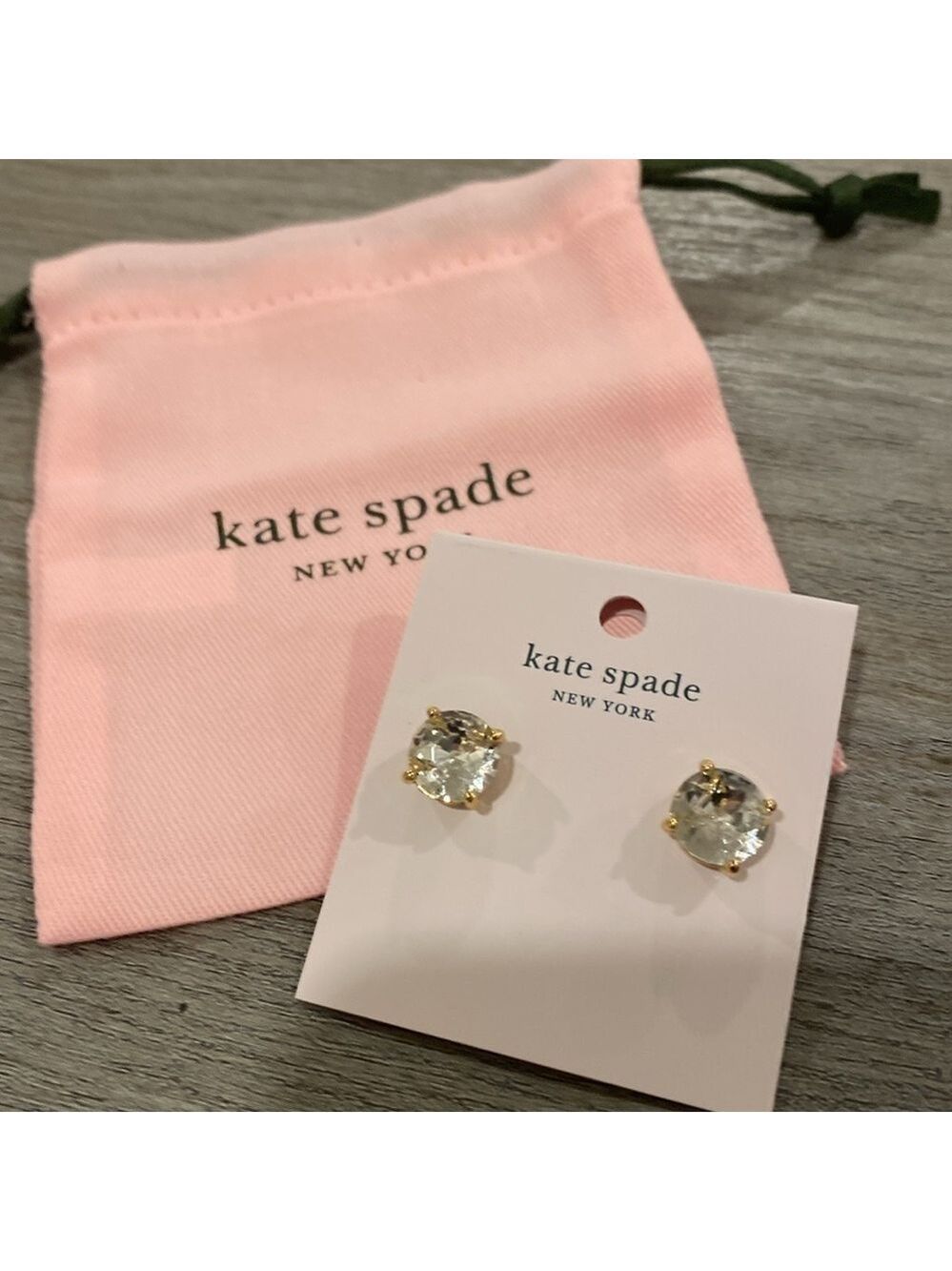 Kate Spade Gumdrop clear and Goldtone pierced stud earrings